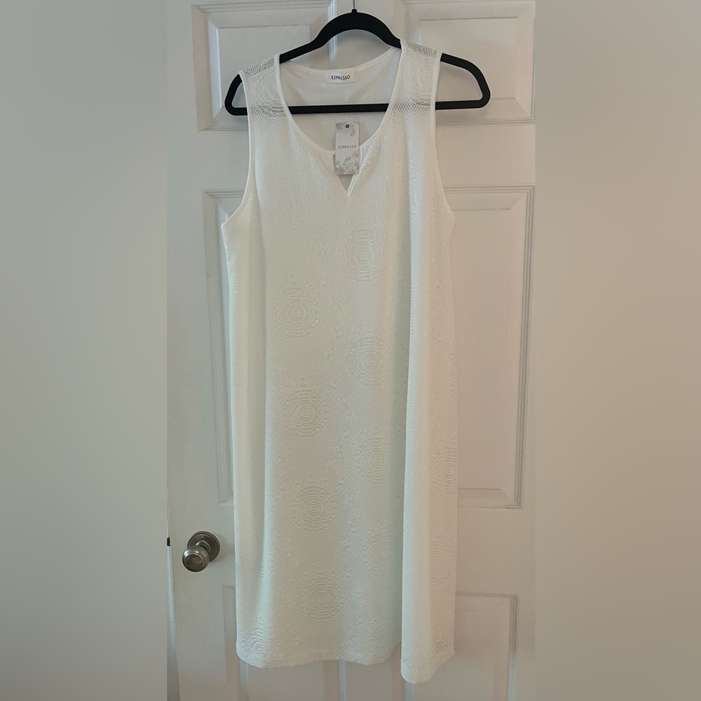 White Lace Sleeveless Lined Dress